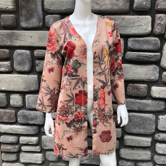 Solitaire faux suede floral jacket Clearance
